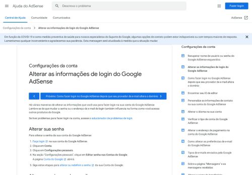 
                            2. Alterar informações de login do Google AdSense - Ajuda do AdSense