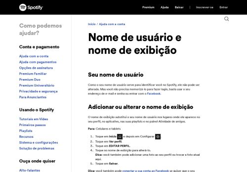 
                            1. Alterar nome de usuário - Spotify