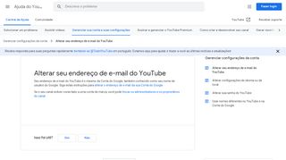 
                            7. Alterar seu endereço de e-mail do YouTube - Ajuda do YouTube