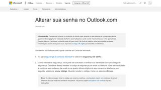 
                            11. Alterar sua senha no Outlook.com - Outlook - Office Support - Office 365