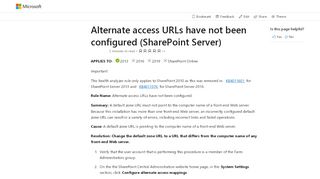 
                            9. Alternate access URLs have not been configured  ...