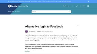 
                            5. Alternative login to Facebook - The Spotify Community