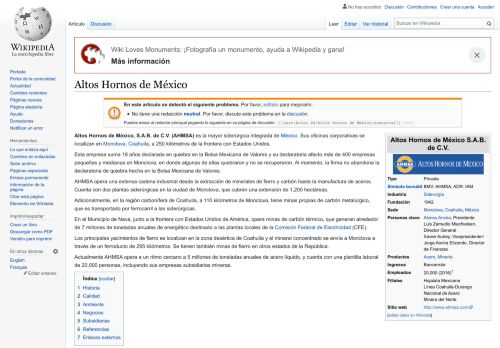 
                            2. Altos Hornos de México - Wikipedia, la enciclopedia libre