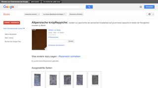 
                            4. Altpersische knüpfteppiche: studien zur geschichte der persischen ... - Google Books-Ergebnisseite