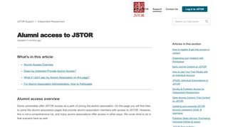 
                            11. Alumni Access to JSTOR – JSTOR Support Home