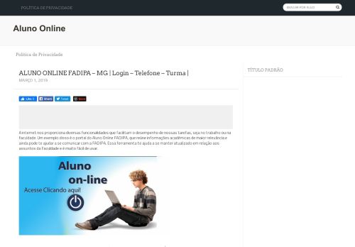 
                            11. Aluno Online FADIPA - MG | Login - Telefone - Turma | - Aluno Online