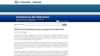 
                            10. Alunos de EAD ganham acesso a programas da Microsoft - Unicesumar