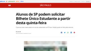 
                            10. Alunos de SP podem solicitar Bilhete Único Estudante a partir desta ...