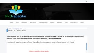 
                            2. Alunos Já Cadastrados - Procapacitar