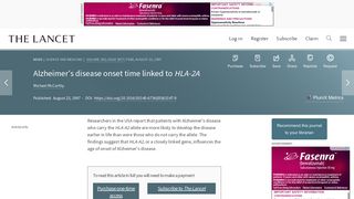 
                            11. Alzheimer's disease onset time linked to HLA-2A - The Lancet