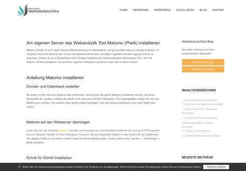 
                            11. Am eigenen Server das Webanalytik Tool Matomo (Piwik) installieren