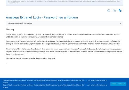 
                            3. Amadeus Extranet Login - Passwort neu anfordern - Amadeus Service ...