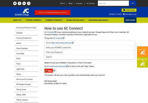 
                            9. Amarillo College - How to use AC Connect