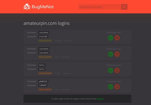 
                            11. amateurpin.com passwords - BugMeNot