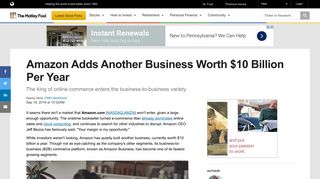 
                            8. Amazon Adds Another Business Worth $10 Billion Per Year -- The ...