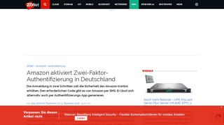 
                            10. Amazon aktiviert Zwei-Faktor-Authentifizierung in Deutschland | ZDNet ...