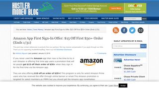 
                            8. Amazon App First Sign-In Offer: $15 Off First $30+ Order (Ends 1/31)