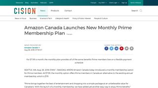 
                            12. Amazon Canada Launches New Monthly Prime Membership Plan