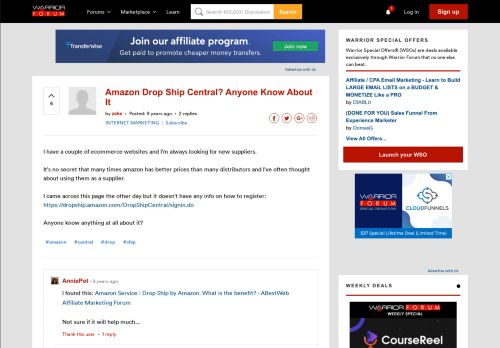 
                            8. Amazon Drop Ship Central? Anyone Know About It | Warrior Forum ...