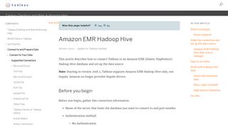 
                            10. Amazon EMR Hadoop Hive - Tableau