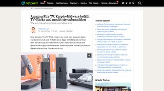 
                            11. Amazon Fire TV: Krypto-Malware befällt TV-Sticks und macht sie ...
