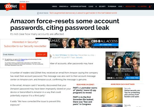 
                            12. Amazon force-resets some account passwords, citing password leak ...