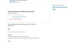 
                            6. Amazon hiring Amazon Warehouse Fulfillment Associate in Pittsburgh ...