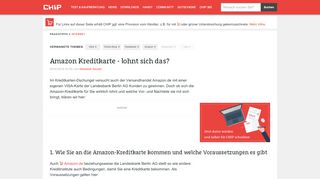 
                            11. Amazon Kreditkarte - lohnt sich das? - CHIP