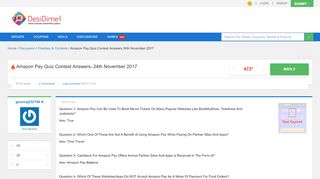 
                            11. Amazon Pay Quiz Contest Answers- 24th November 2017 | DesiDime