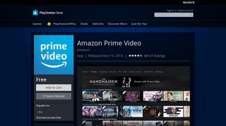 
                            7. Amazon Prime Video App PS4 Free - PlayStation Store