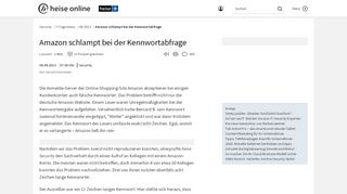 
                            10. Amazon schlampt bei der Kennwortabfrage | heise online