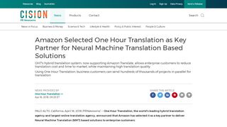 
                            10. Amazon Selected One Hour Translation as Key Partner for ...