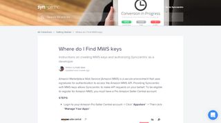 
                            9. Amazon Seller ID & MWS Auth Token - Synccentric