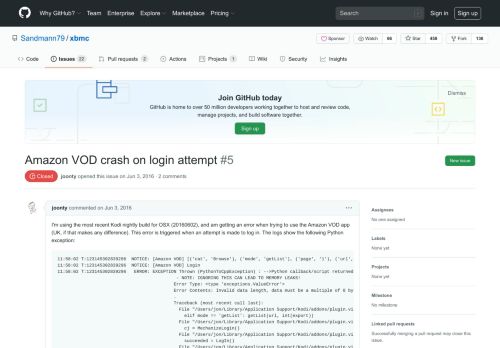 
                            2. Amazon VOD crash on login attempt · Issue #5 · Sandmann79/xbmc ...
