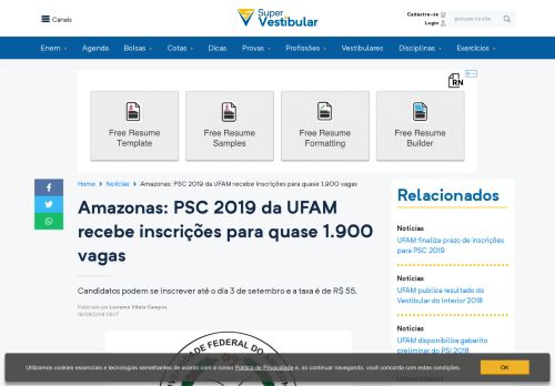 
                            11. Amazonas: PSC 2019 da UFAM recebe inscrições para quase 1.900 ...