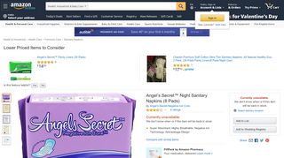 
                            8. Amazon.com: Angels Secret - Sanitary Napkins with wings - Night use ...