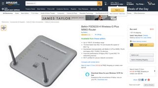 
                            11. Amazon.com: Belkin F5D9230-4 Wireless-G Plus MIMO Router ...