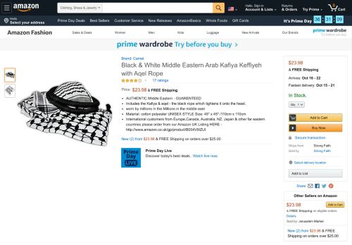 
                            9. Amazon.com: Black & White Middle Eastern Arab Kafiya Keffiyeh with ...