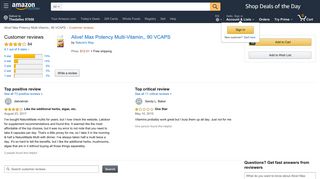 
                            11. Amazon.com: Customer reviews: Alive! Max Potency Multi-Vitamin,, 90 ...