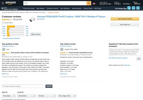 
                            6. Amazon.com: Customer reviews: Amcrest ProHD Outdoor 1080P WiFi ...
