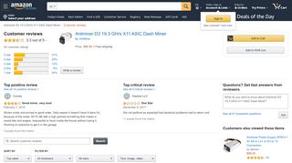 
                            8. Amazon.com: Customer reviews: Antminer D3 19.3 GH/s X11 ASIC ...
