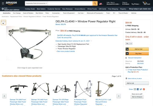 
                            7. Amazon.com: DELPA CL4040 > Window Power Regulator Right Fits ...