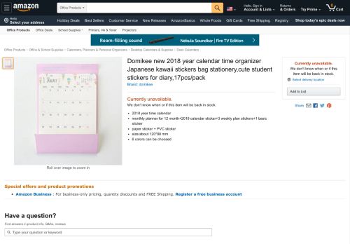 
                            10. Amazon.com : Domikee new 2018 year calendar time organizer ...