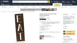 
                            6. Amazon.com: Elegant Signs Kitchen EAT Sign Farmhouse Decor ...