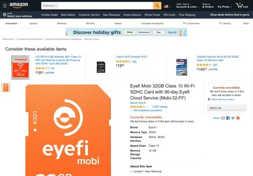 
                            9. Amazon.com: Eyefi Mobi 32GB Class 10 Wi-Fi SDHC Card with 90 ...