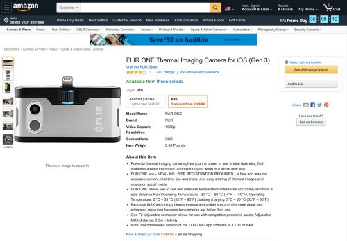
                            8. Amazon.com : FLIR ONE Thermal Imaging Camera for iOS (Gen 3 ...