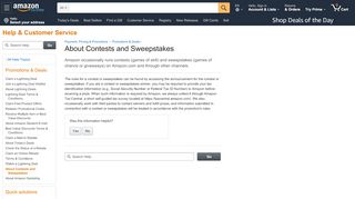 
                            10. Amazon.com Help: About Contests and Sweepstakes