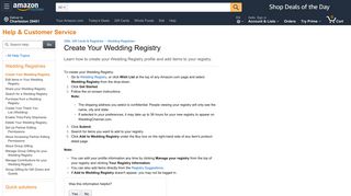 
                            11. Amazon.com Help: Create Your Wedding Registry