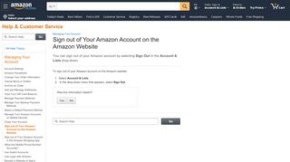 
                            8. Amazon.com Help: Sign Out Of Your Account