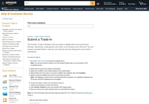 
                            3. Amazon.com Help: Submit a Trade-In